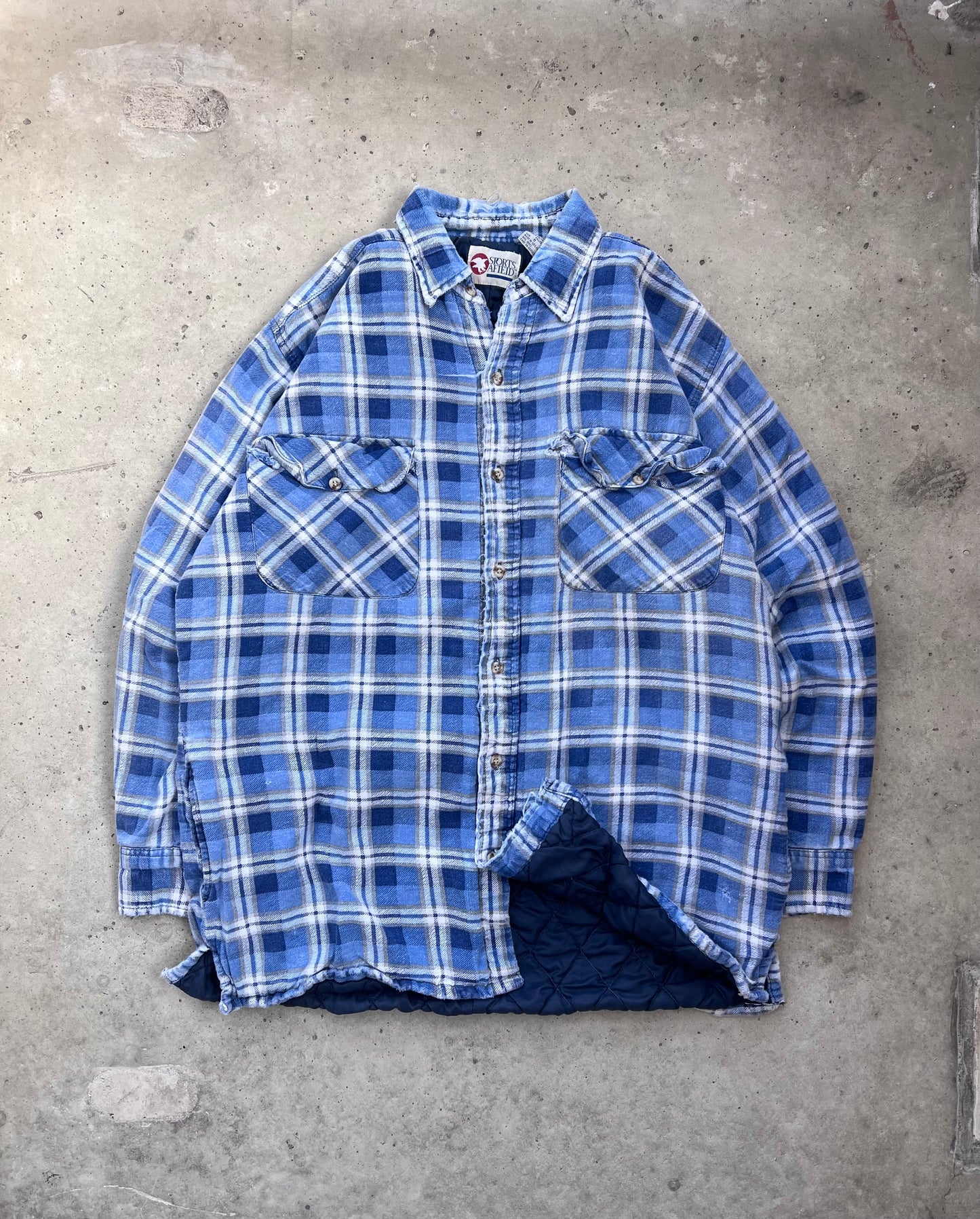 Vintage Distressed Blue Flannel - (L)
