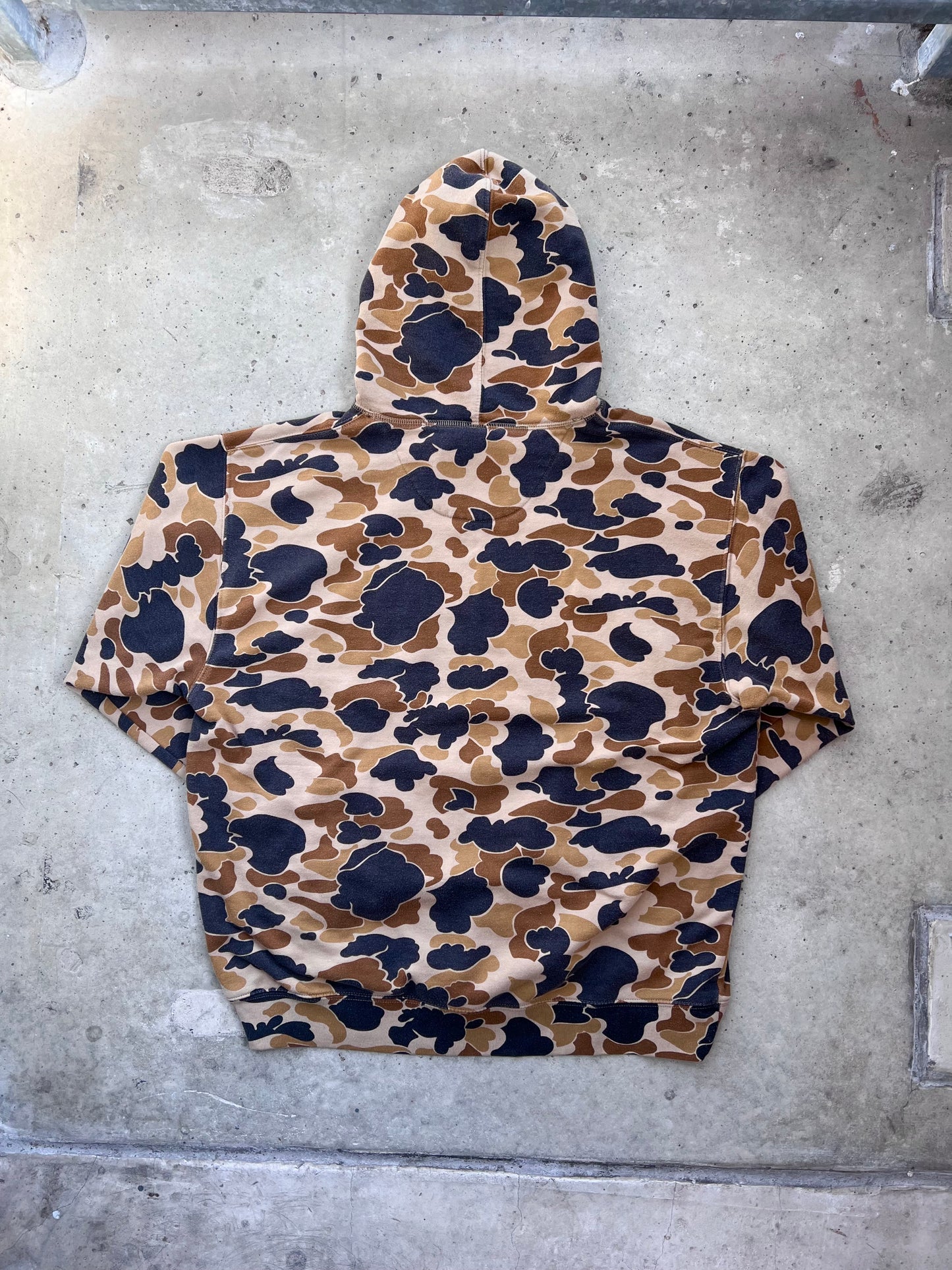Vintage 90s Camo Hooded Sweatshirt - (XL)