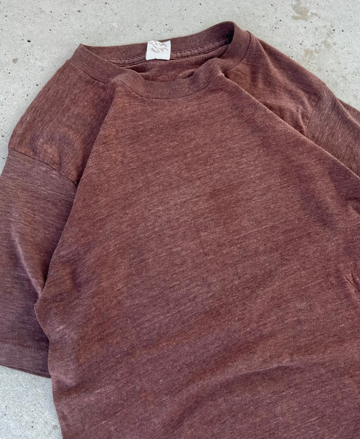 Vintage 70s Brown Blank T-Shirt - (S)
