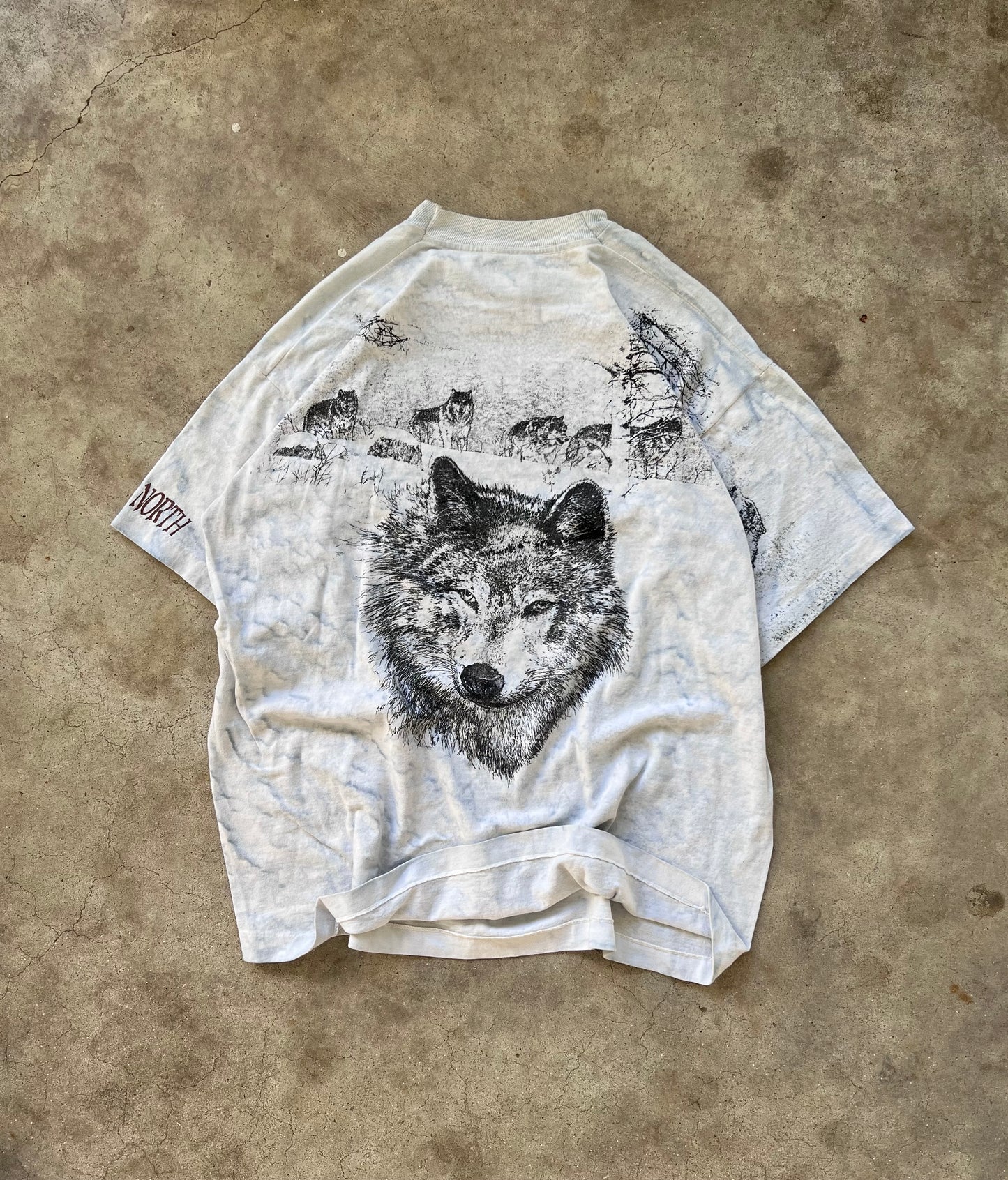 Vintage 90s Wolf AOP Shirt - (XL)