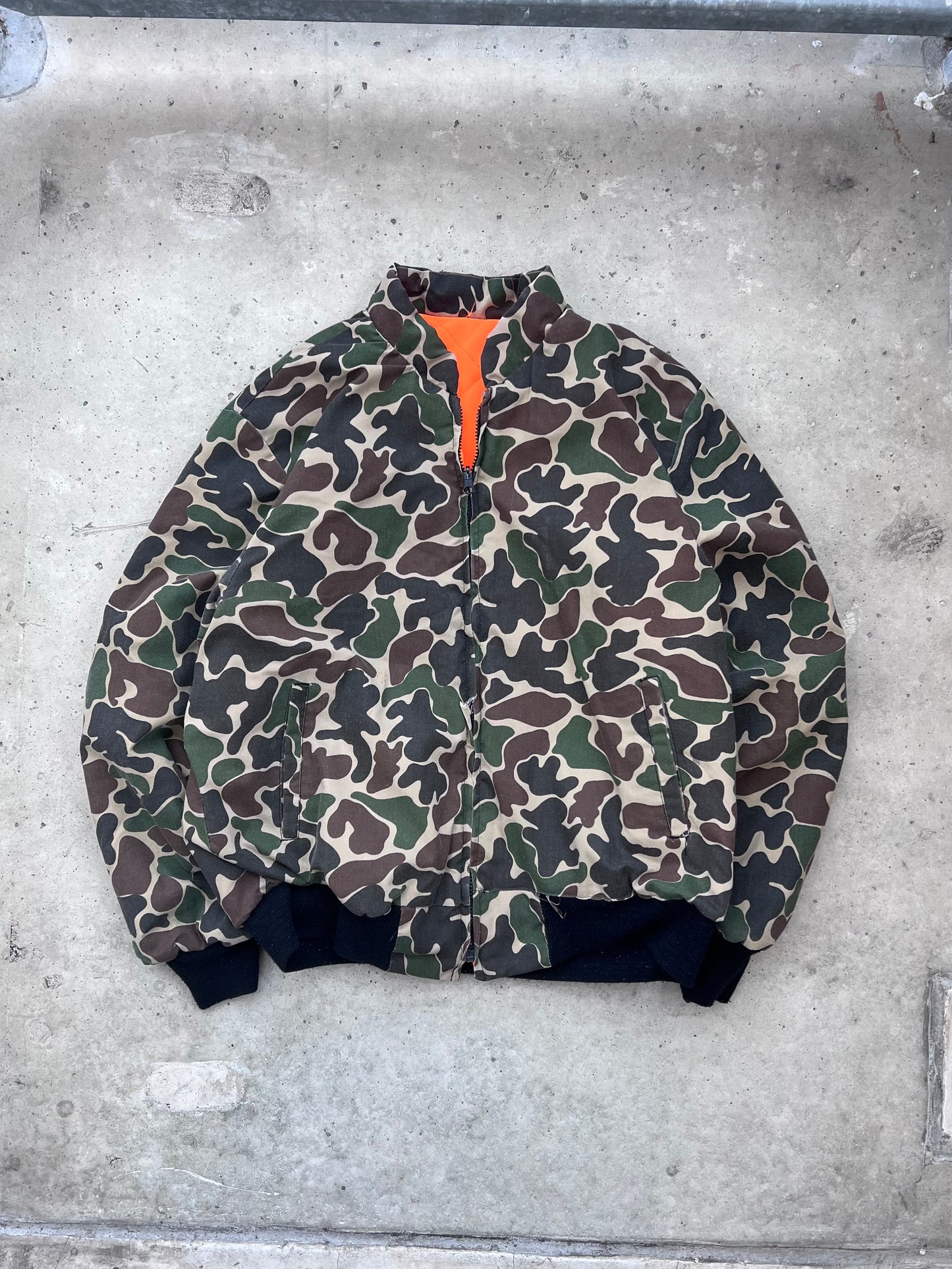 Vintage Reverisble Distressed Camo Zip-Up Jacket - (XL)