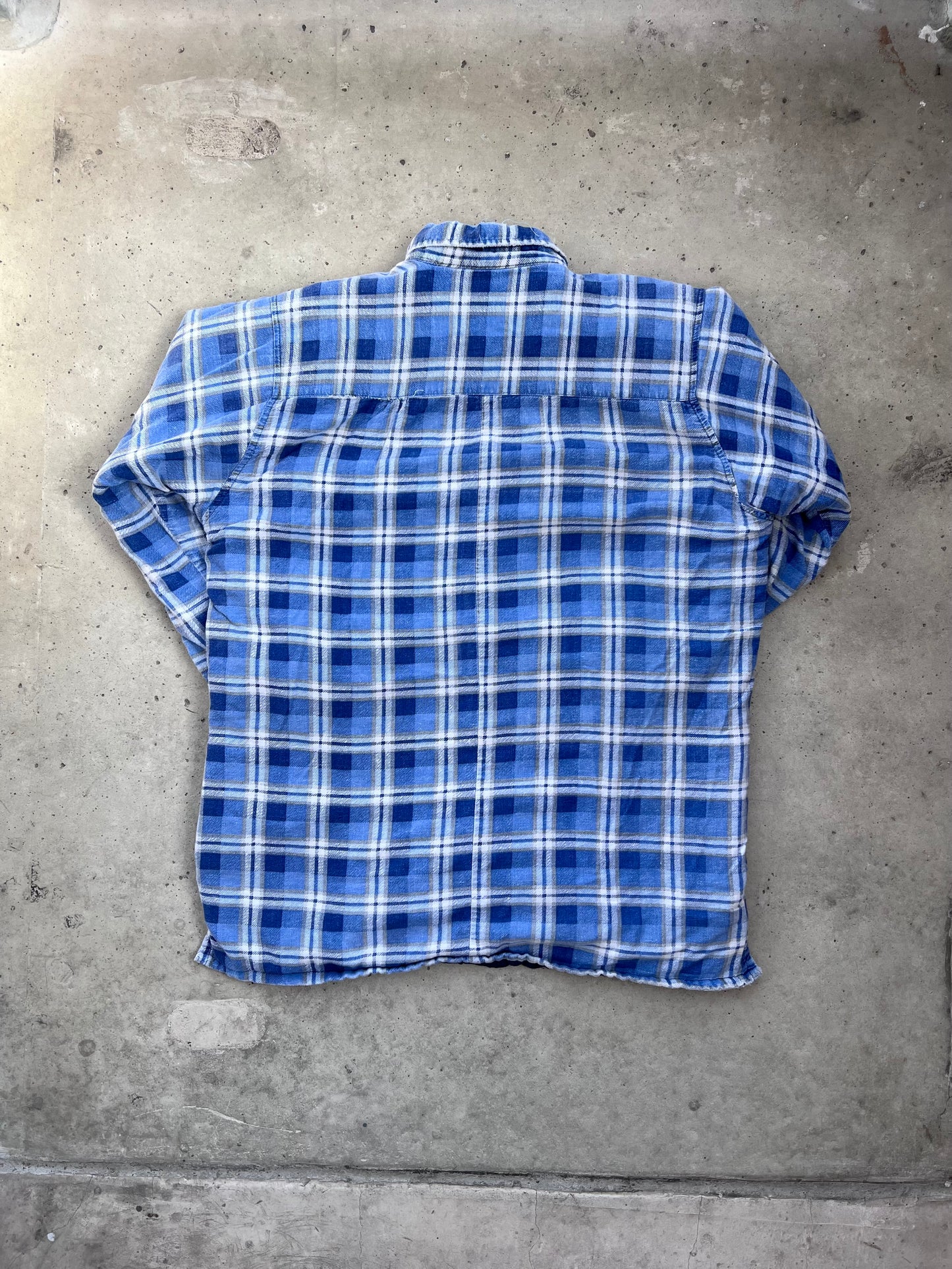 Vintage Distressed Blue Flannel - (L)