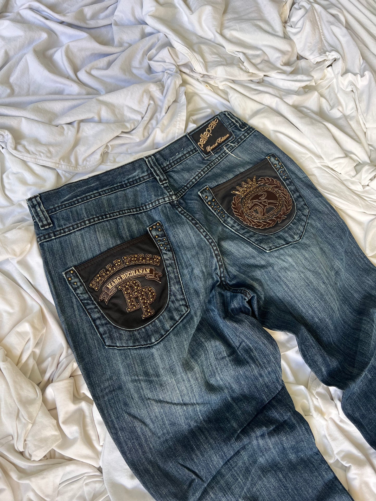 Vintage Pelle Pelle Baggy Embroidered Jeans - (36)