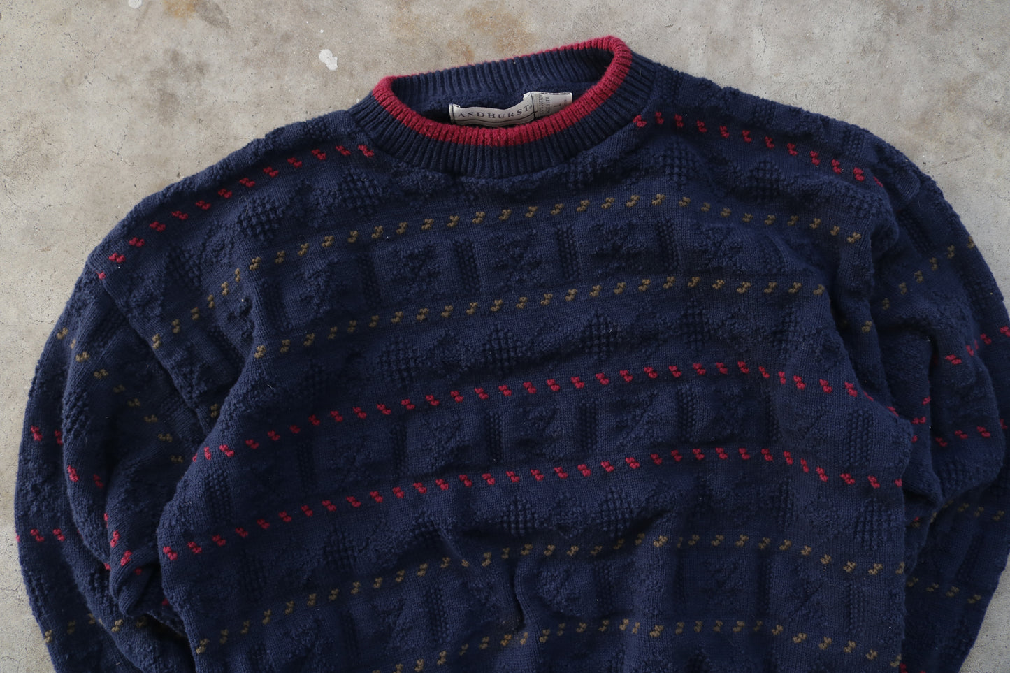 Vintage Navy Knitted Sweater - (L)