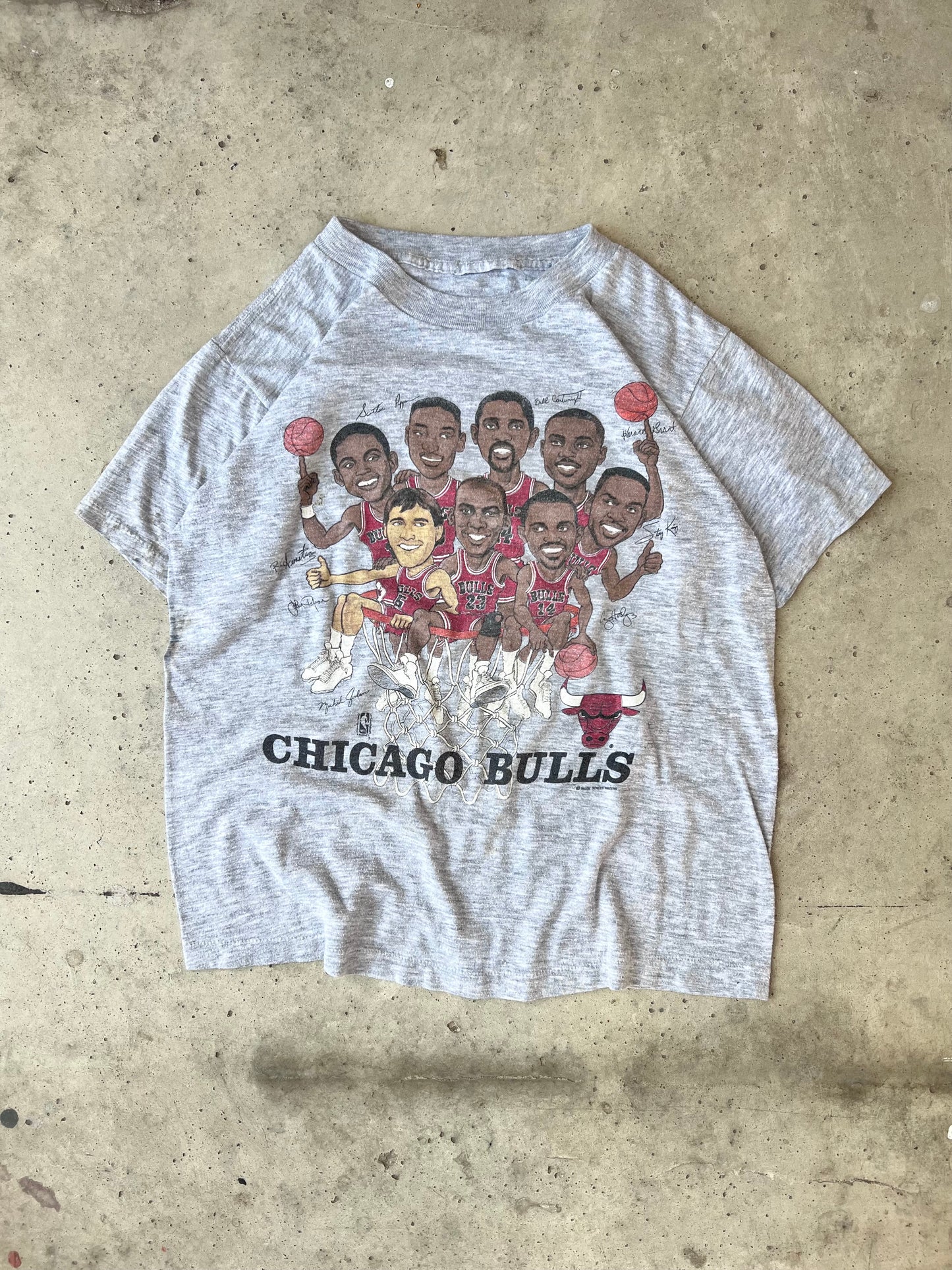 Vintage Distressed Bulls Caricature Tee - (S)