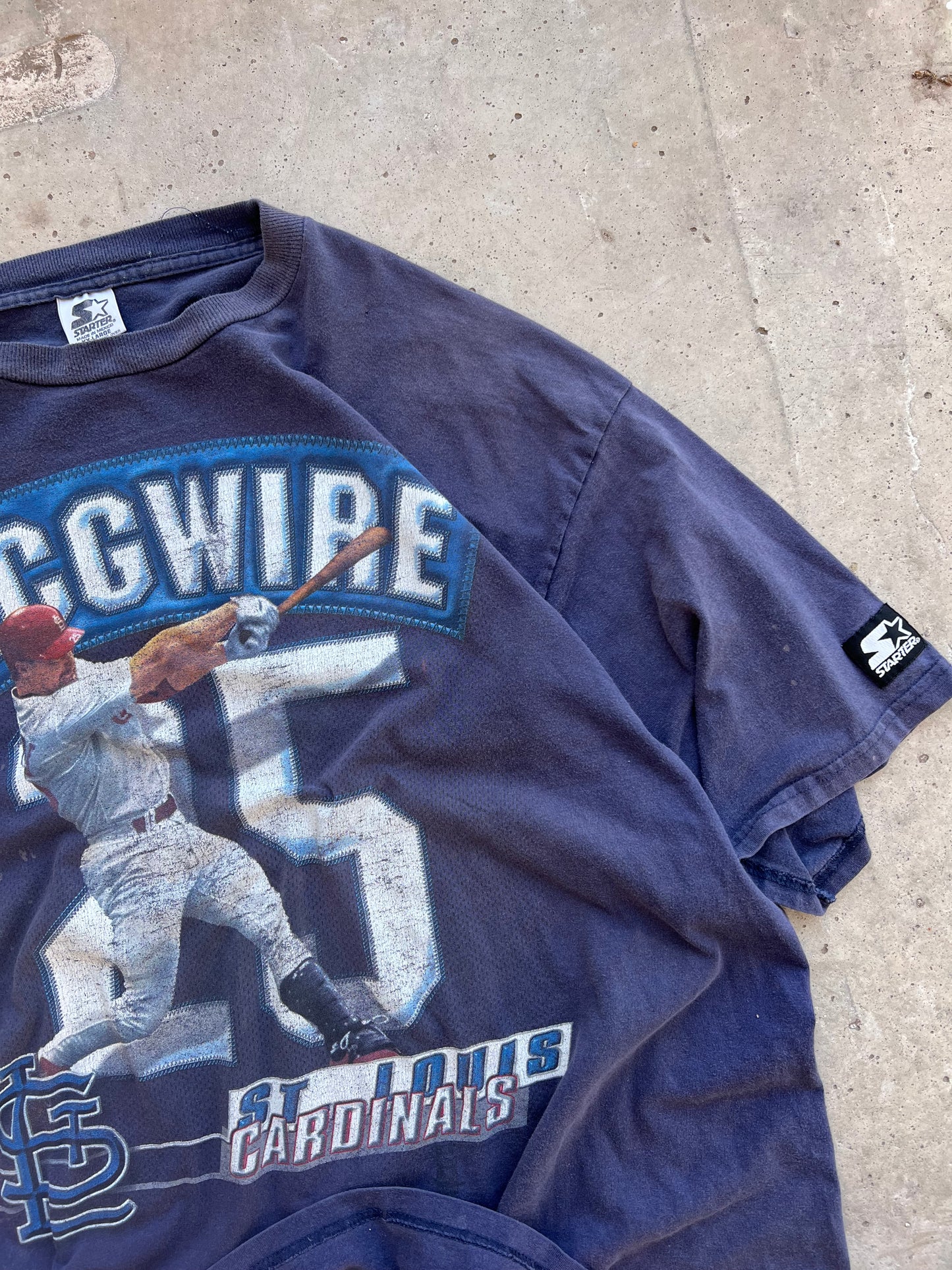 Vintage 90s Distressed Navy Mark McGwire Tee - (XXL)