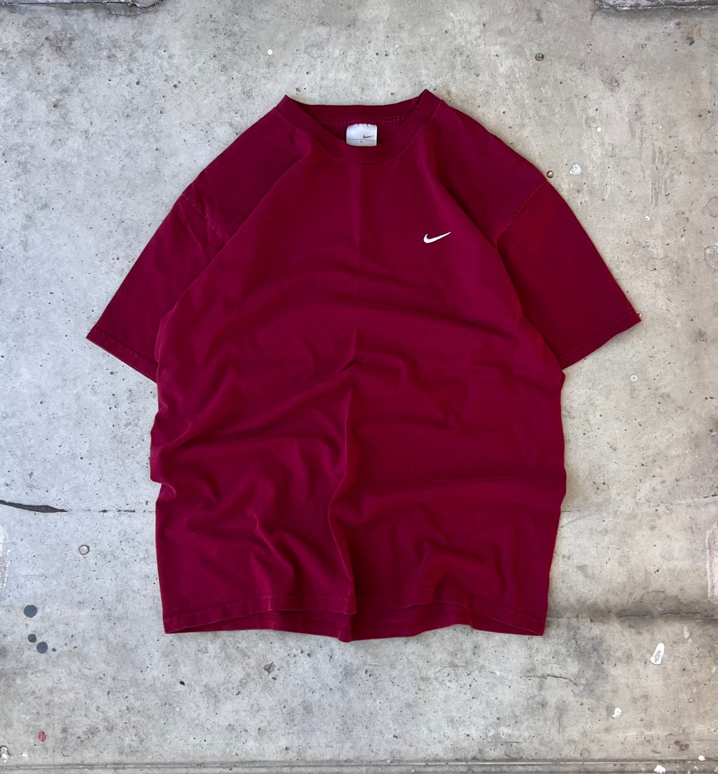 Vintage Nike Maroon Check Tee - (XL)