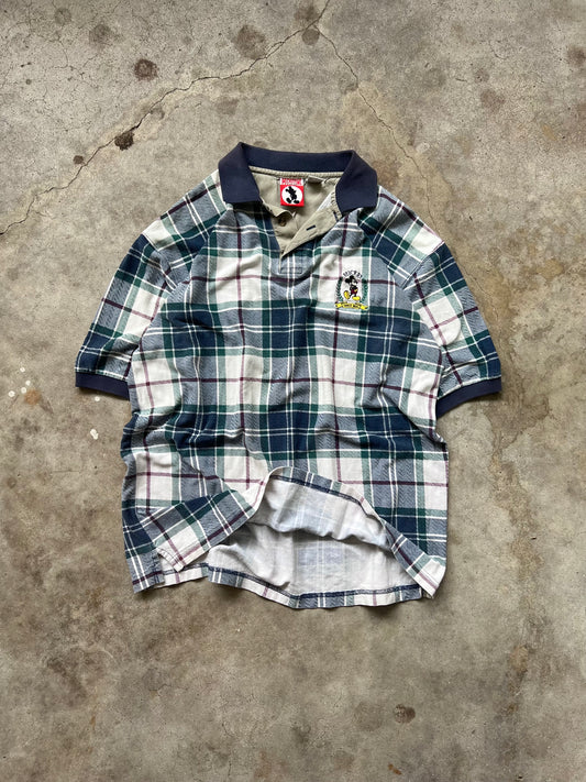 Vintage 90s Plaid Mickey Polo - (L)