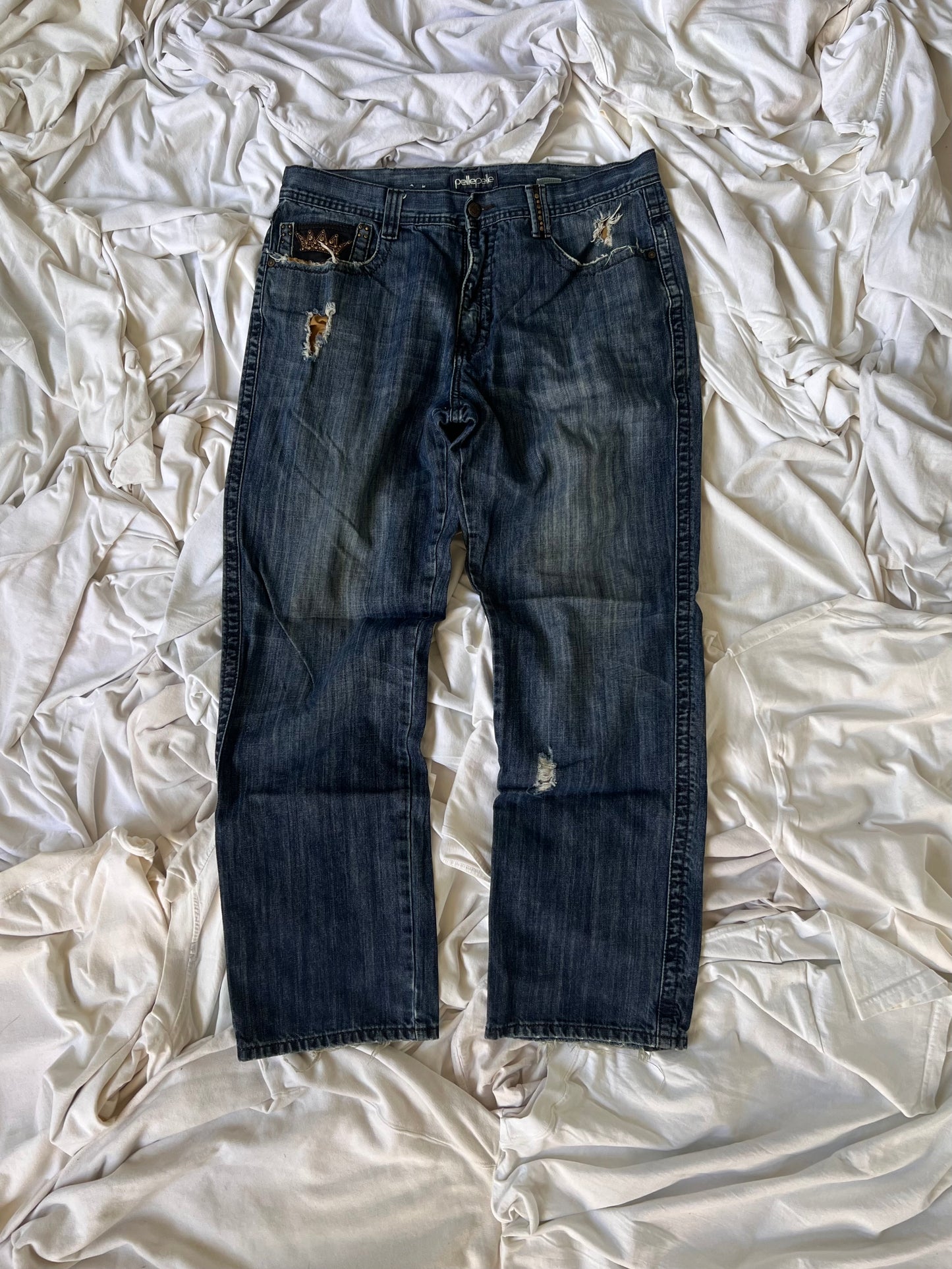 Vintage Pelle Pelle Baggy Embroidered Jeans - (36)