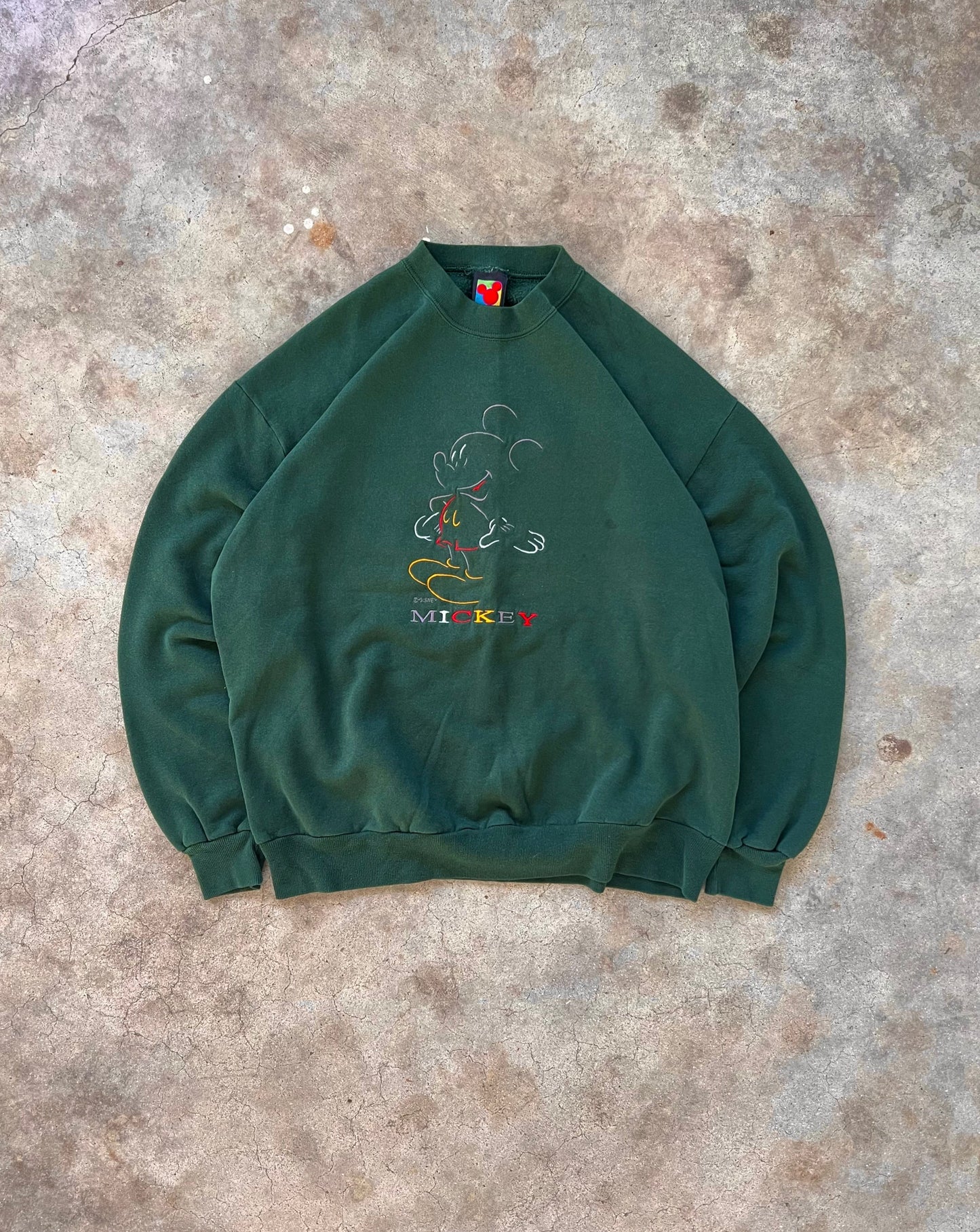 Vintage 90s Green Mickey Crewneck - (XL)