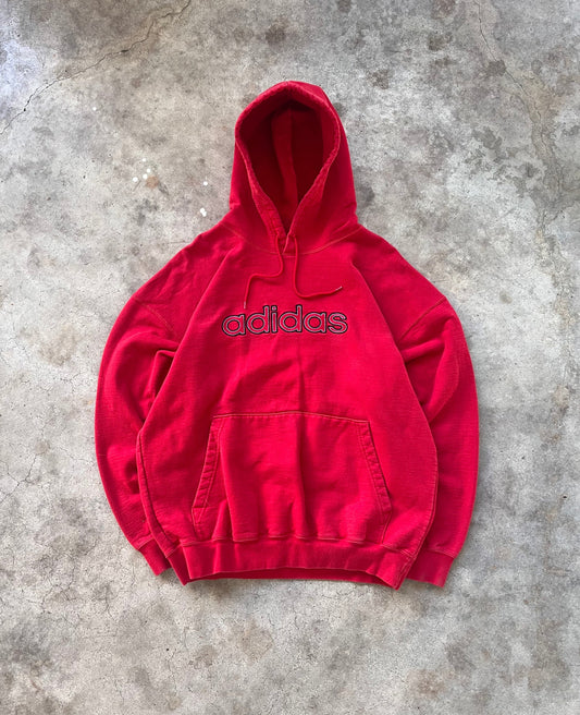 Vintage 90s Red Adidas Hoodie - (L)