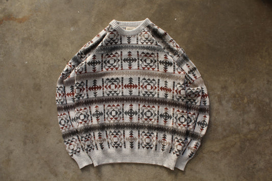 Vintage Geometric Knit Sweater- (XL)