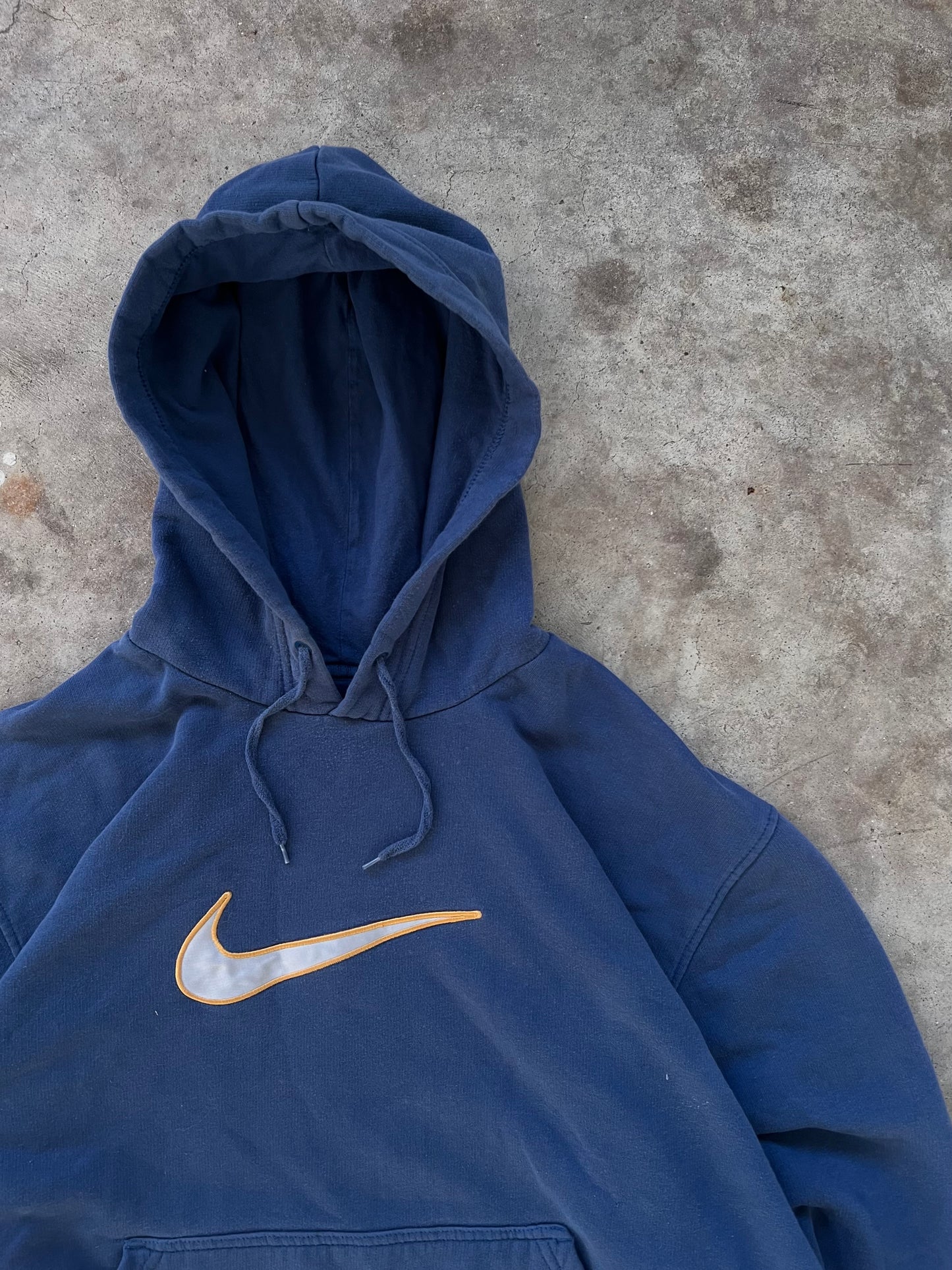 Vintage Blue & Yellow Nike Hoodie - (XL)