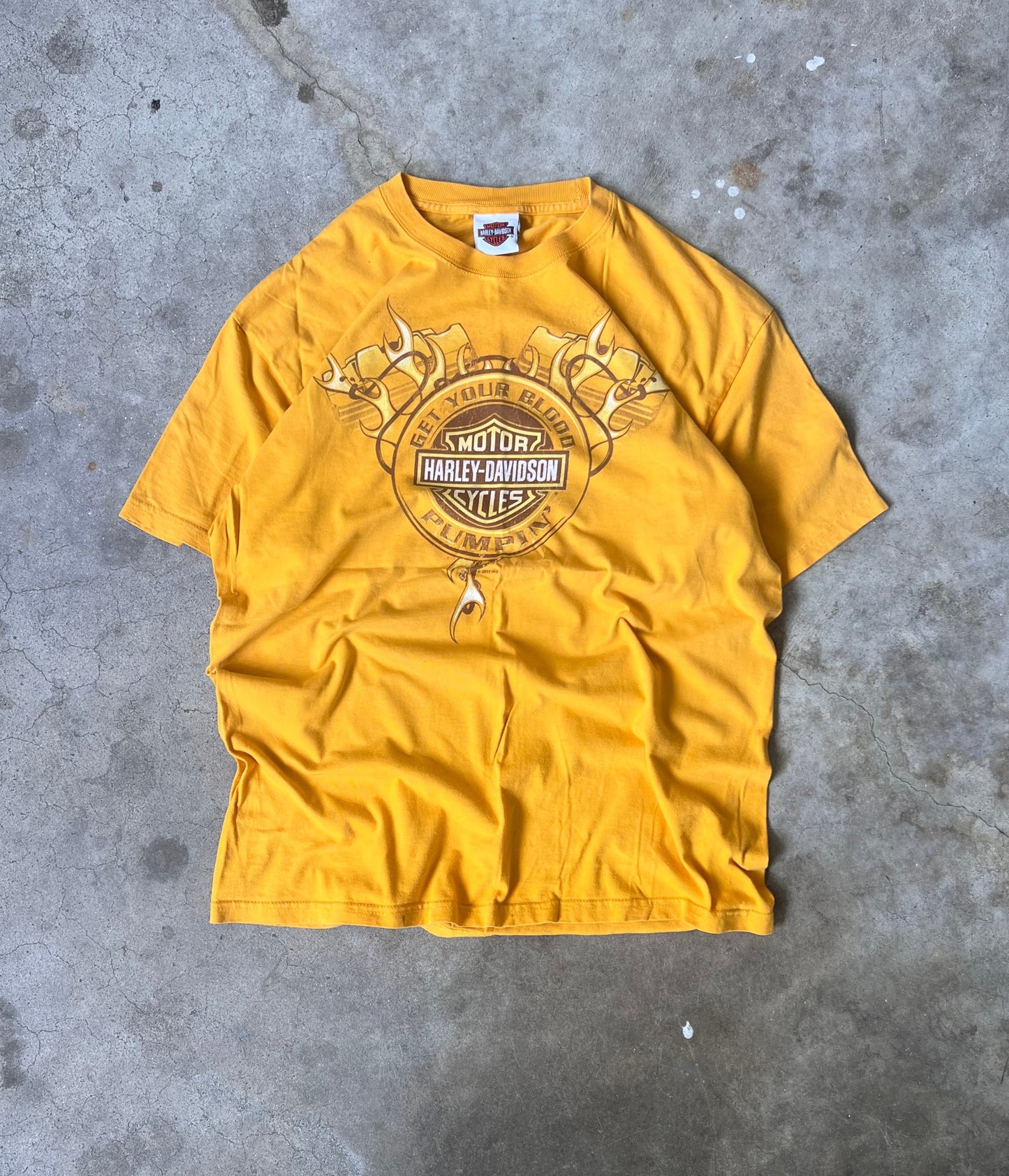 Vintage 00s Yellow Harley Davidson Tee - (L)