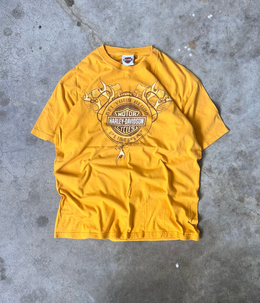 Vintage 00s Yellow Harley Davidson Tee - (L)