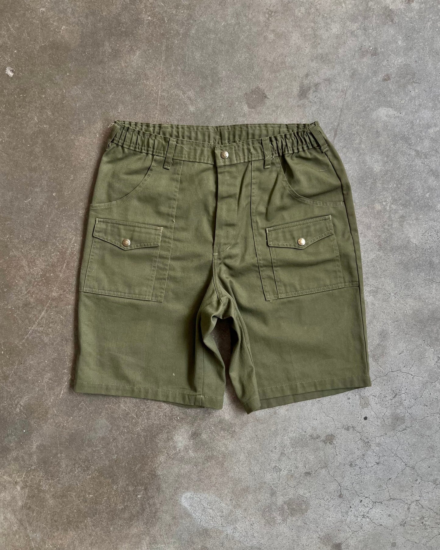 Vintage Olive Green Utility Shorts - (32)