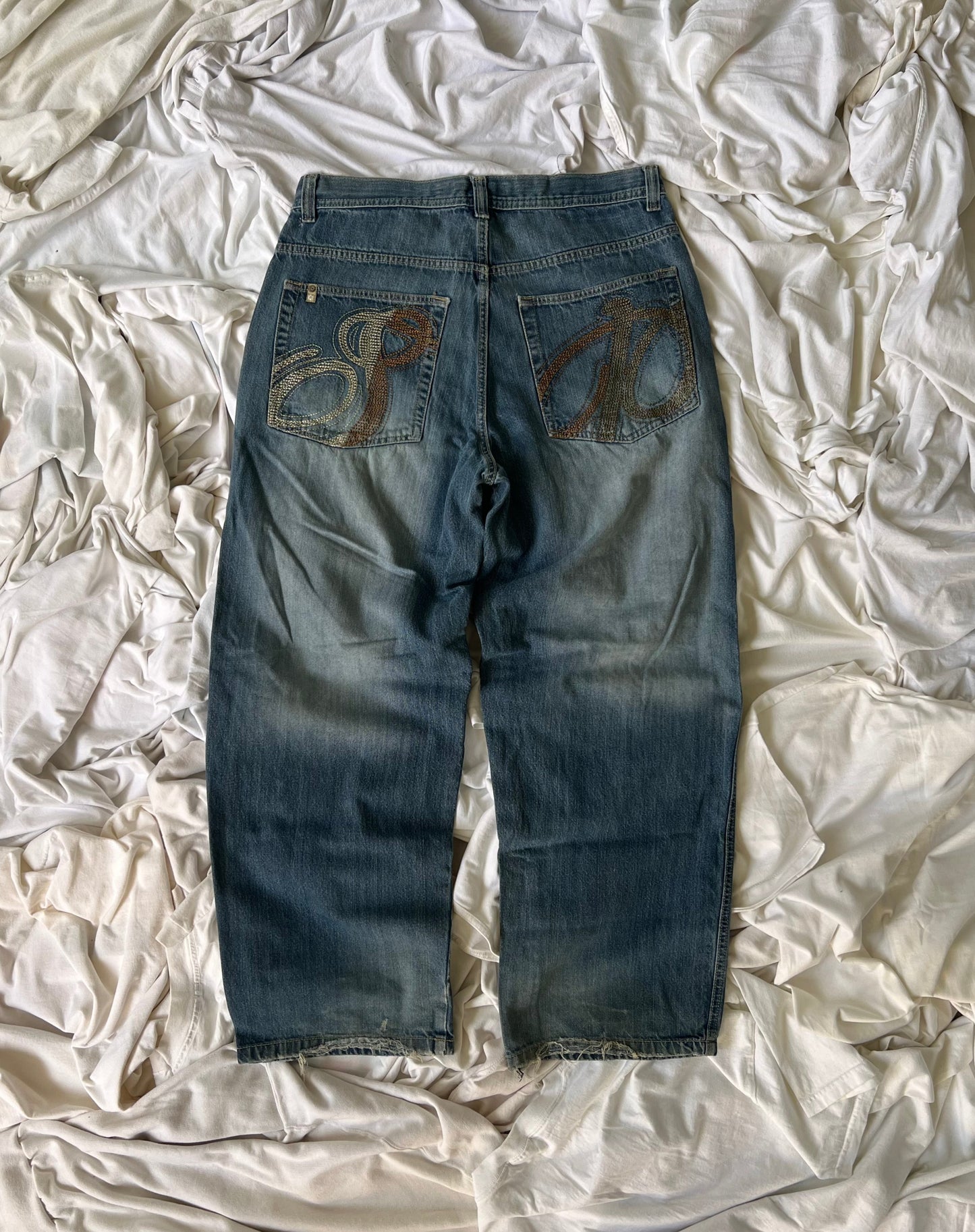 Vintage South Pole Baggy Embroidered Jeans - (35)