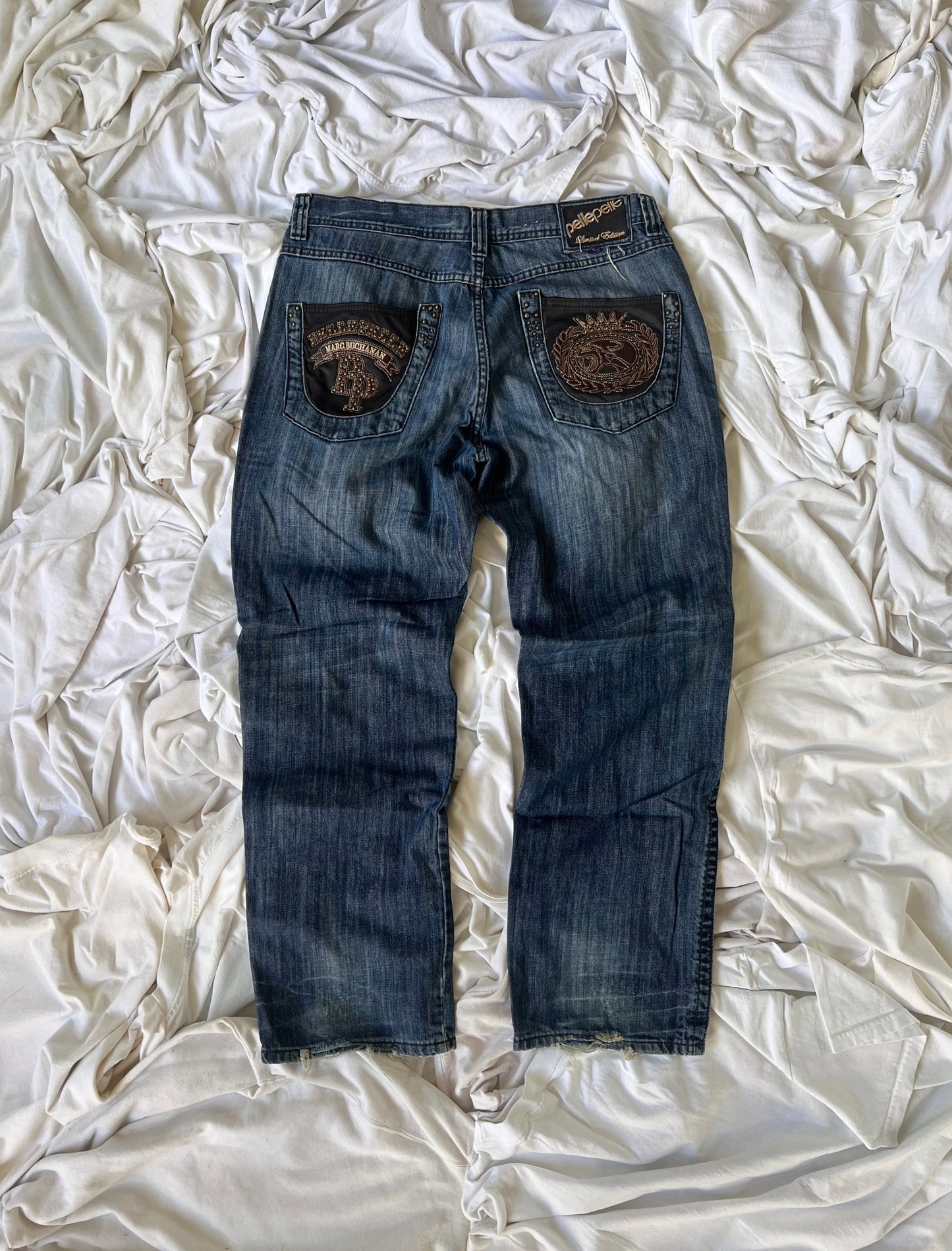 Vintage Pelle Pelle Baggy Embroidered Jeans - (36)