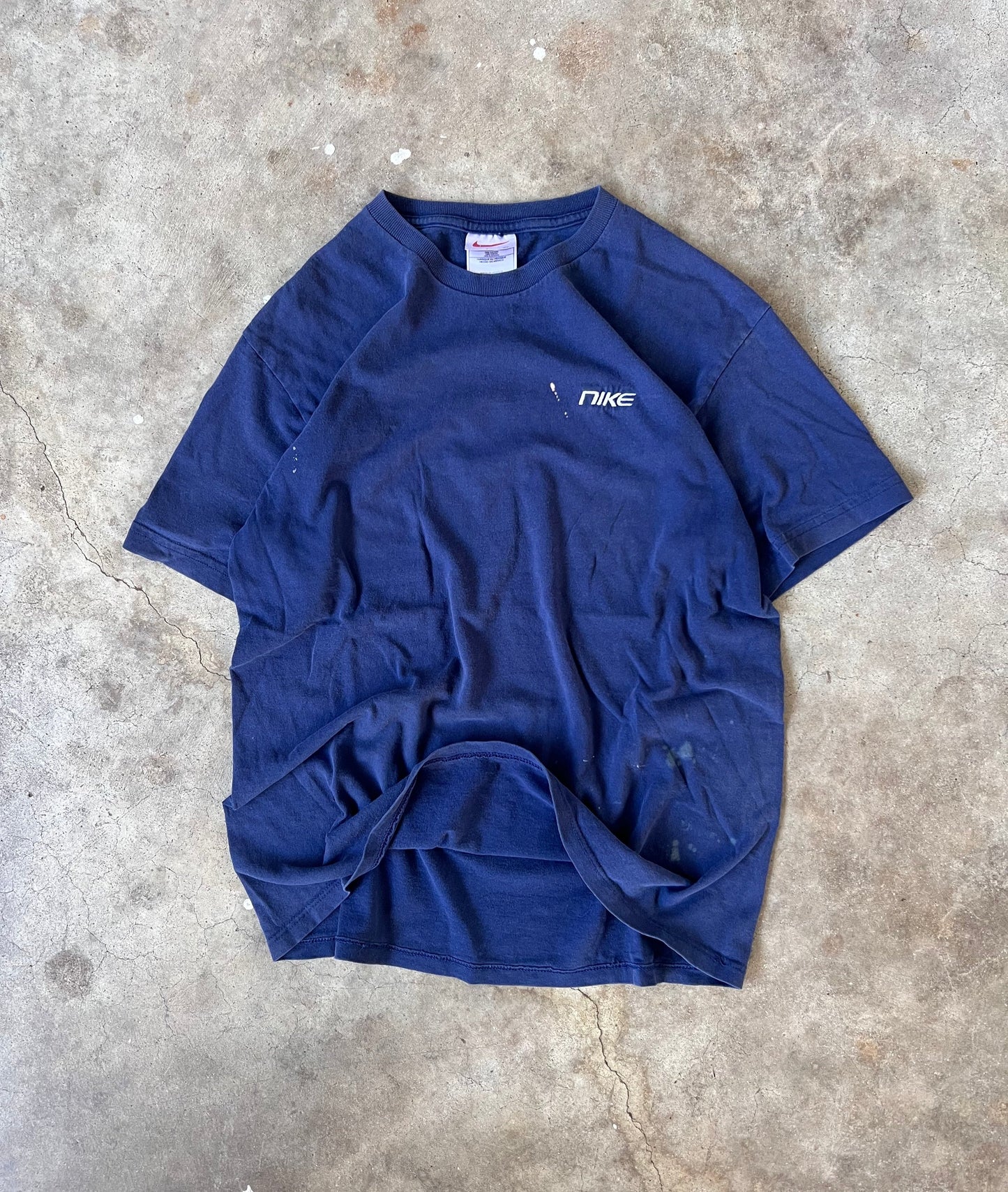 Vintage Distressed Navy Nike Spell-out Tee - (L)