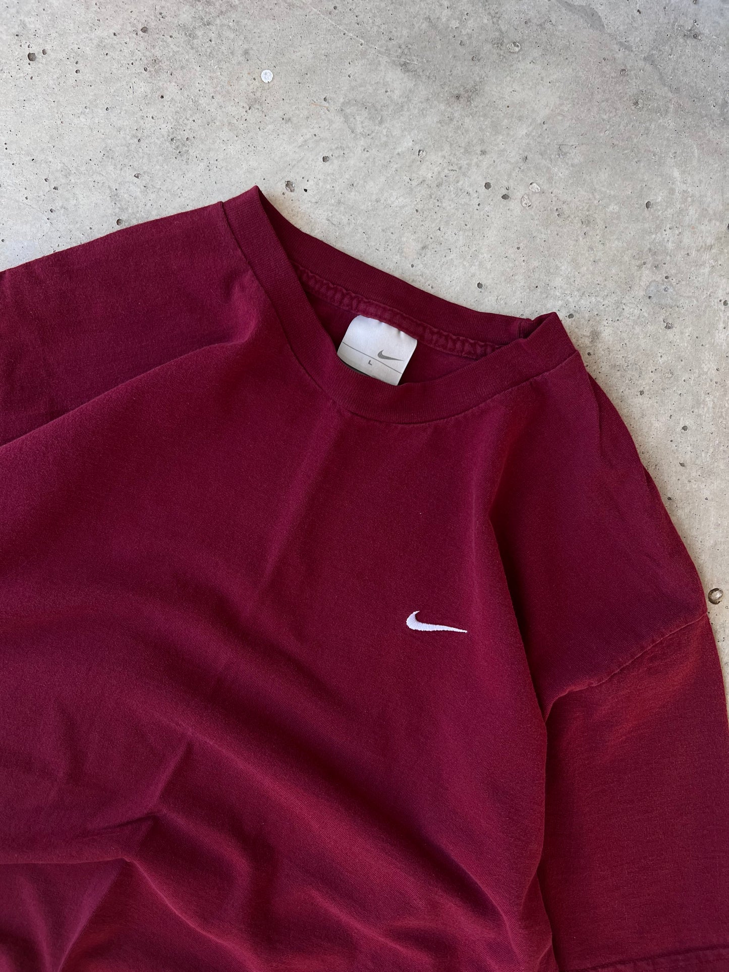 Vintage Nike Maroon Check Tee - (XL)