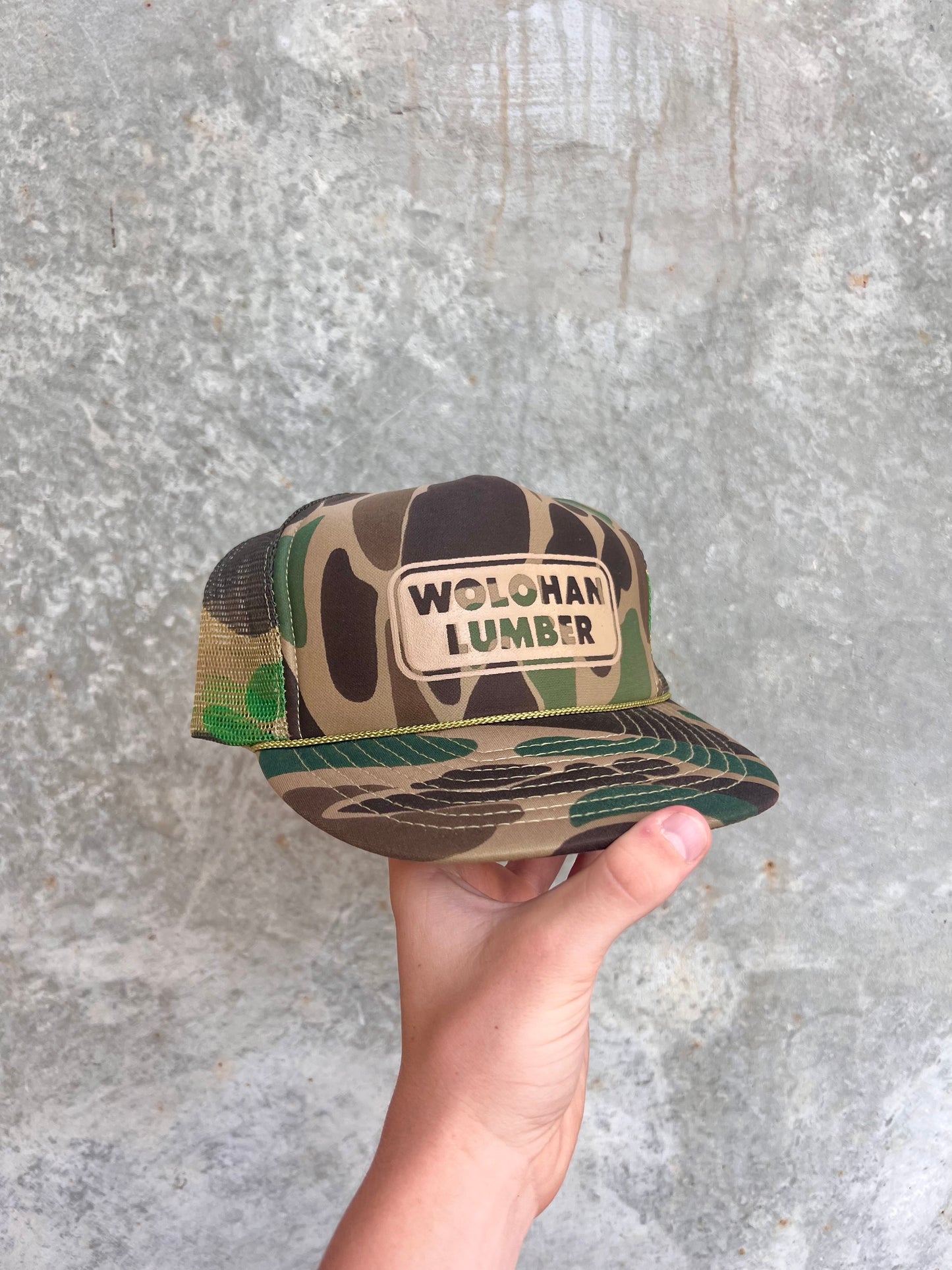 Vintage Camo Wolohan Lumber Trucker Hat - (OS)