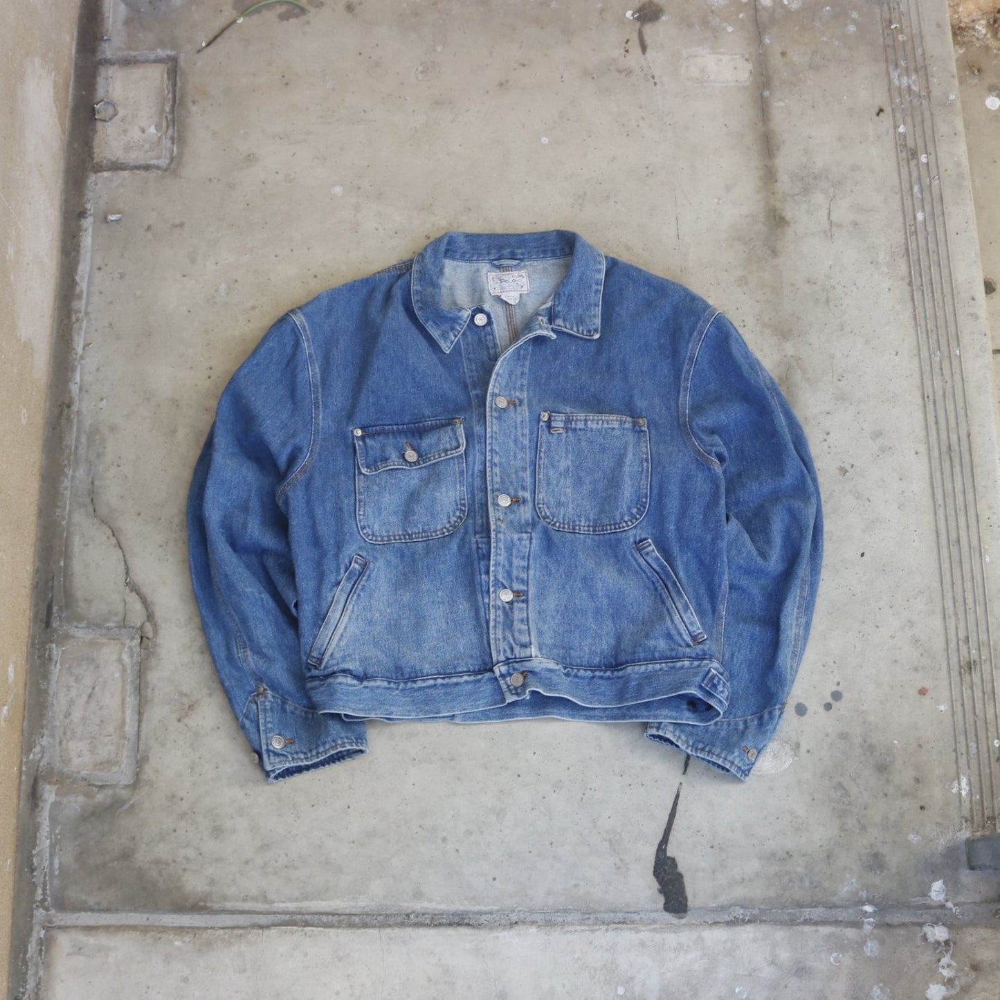 Vintage Denim Polo Jacket - (L)