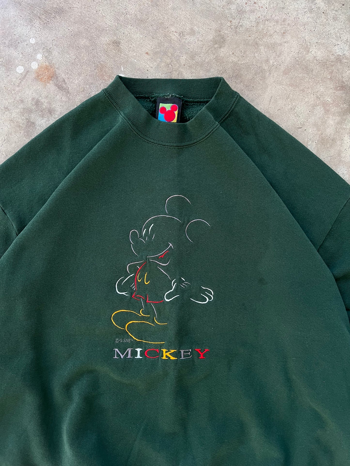 Vintage 90s Green Mickey Crewneck - (XL)