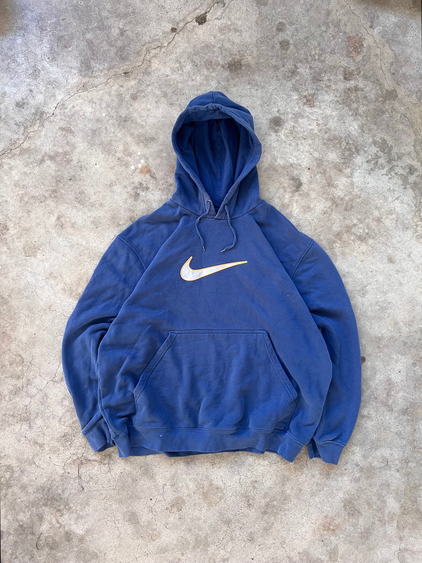 Vintage Blue & Yellow Nike Hoodie - (XL)