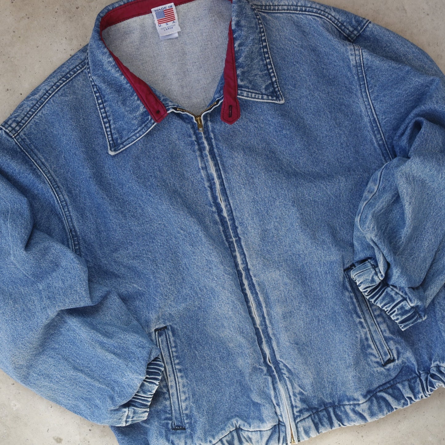 Vintage Maroon Denim Jacket - (L)