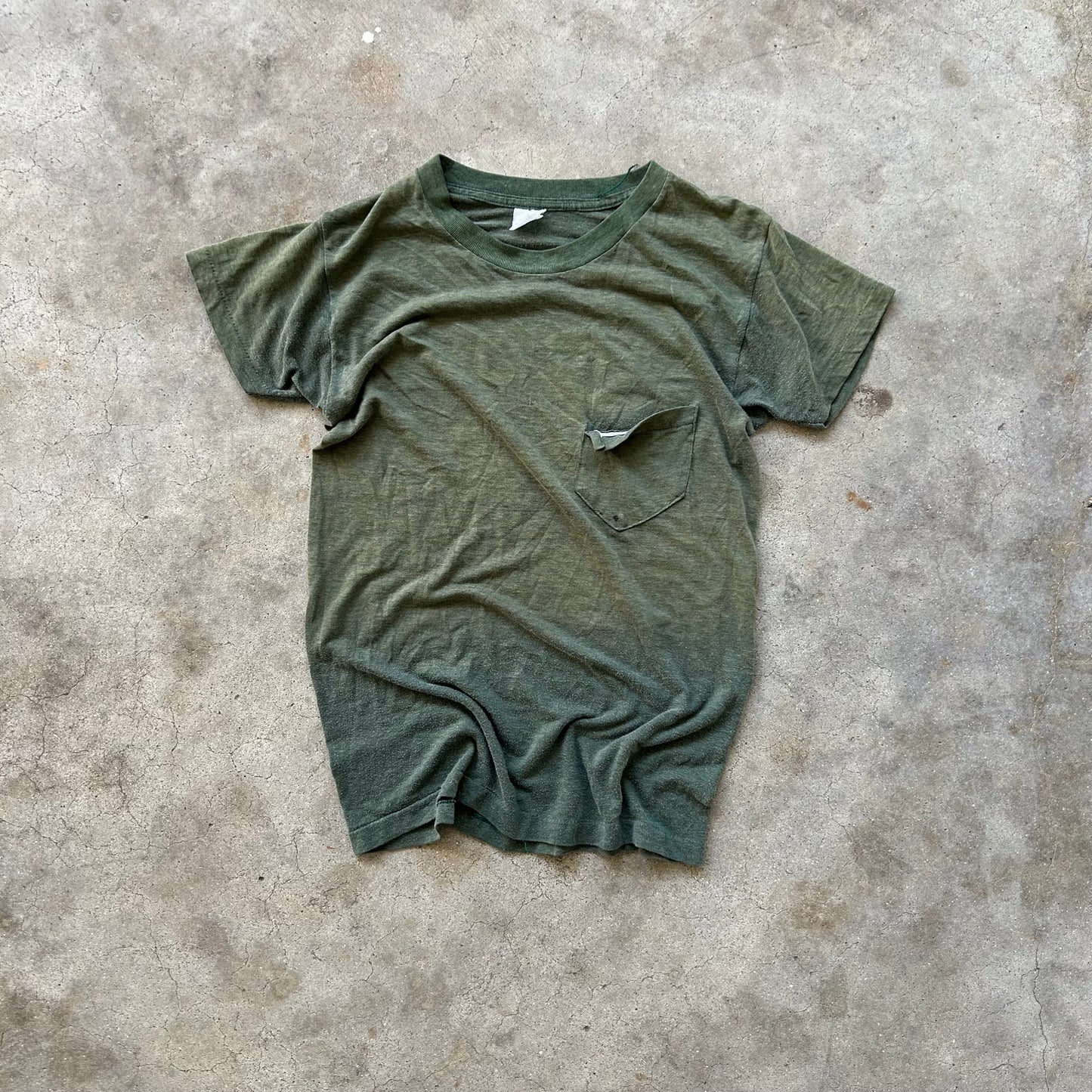 Vintage Faded Green Pocket Tee - (M)