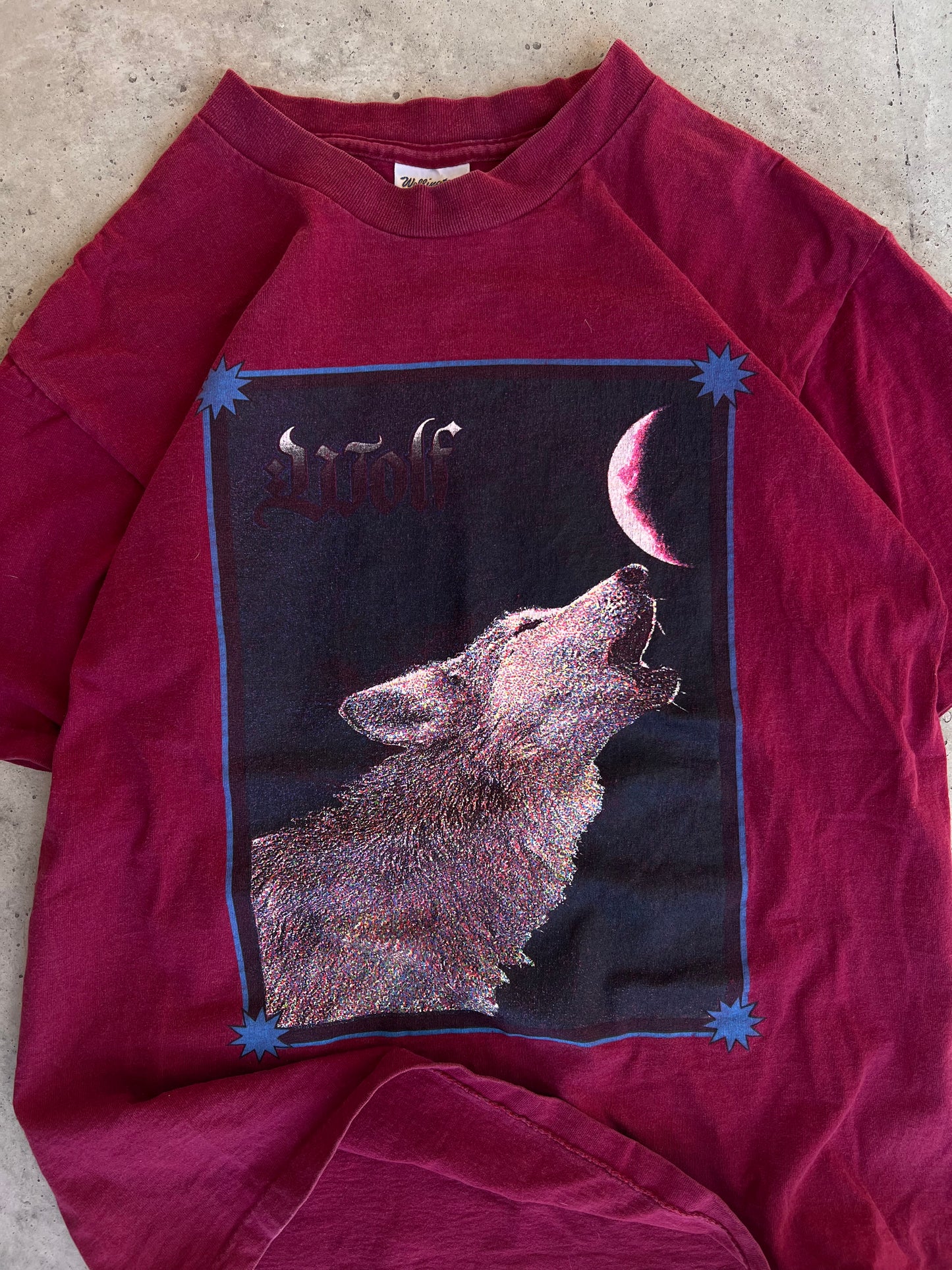 Vintage 90s Burgundy Wolf Shirt - (M)