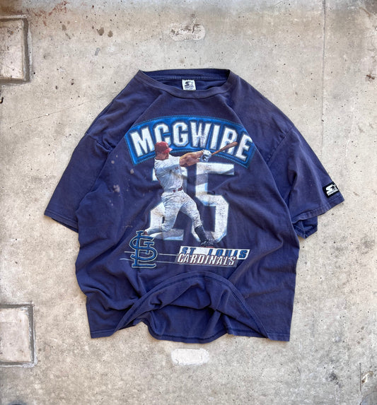 Vintage 90s Distressed Navy Mark McGwire Tee - (XXL)