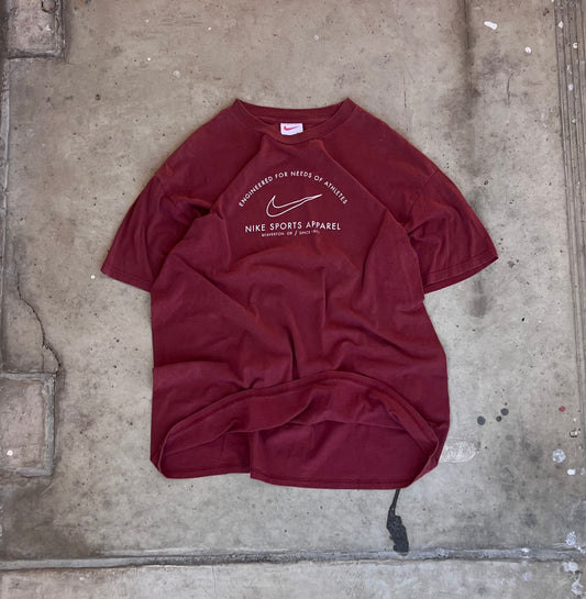 Vintage 90s Nike Maroon Tee - (XL)