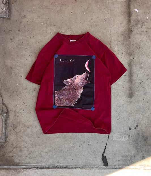 Vintage 90s Burgundy Wolf Shirt - (M)