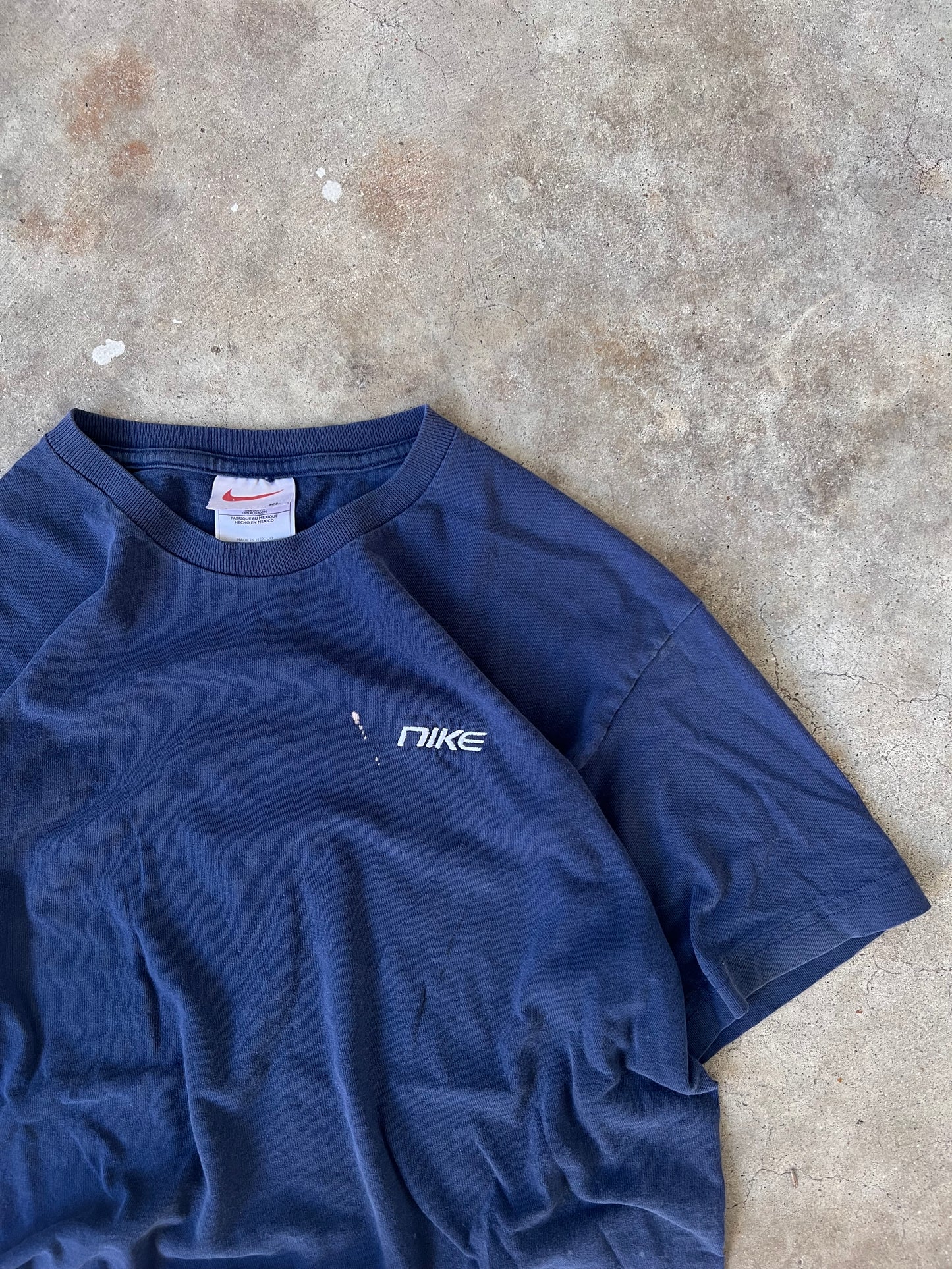 Vintage Distressed Navy Nike Spell-out Tee - (L)