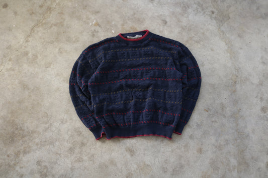 Vintage Navy Knitted Sweater - (L)